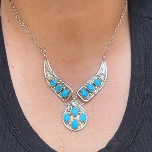 One Tome Flash Sale! Vintage Sterling Silver and Turquoise Necklace